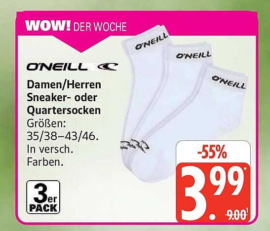 Damen/Herren Sneaker- oder Quartersocken