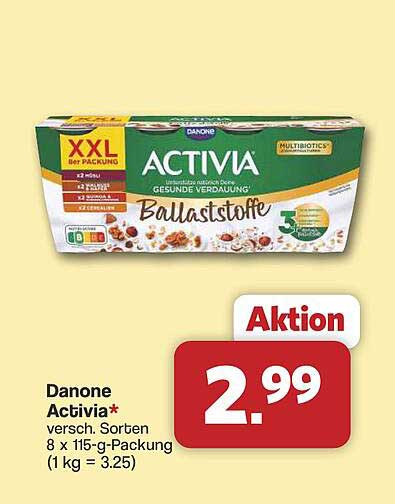 Danone Activia* versch. Sorten 8 x 115-g-Packung (1 kg = 3.25)