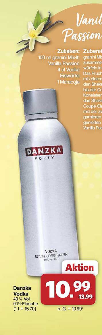 Danzka Vodka 40 % Vol. 0,7-l-Flasche