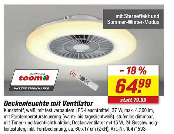 Deckenleuchte mit Ventilator