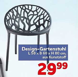 Design-Gartenstuhl L 58 x B 60 x H 80 cm, aus Kunststoff