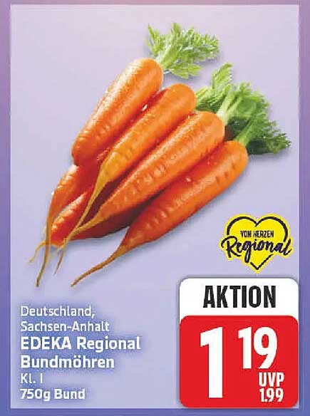 Deutschland, Sachsen-Anhalt EDEKA Regional Bundmöhren Kl. I 750g Bund