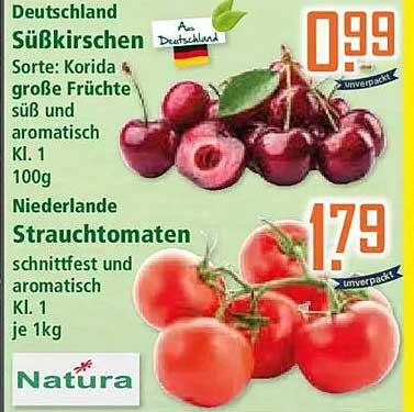 Deutschland Süßkirschen Sorte: Kordia große Früchte süß und aromatisch Kl. 1 100g
