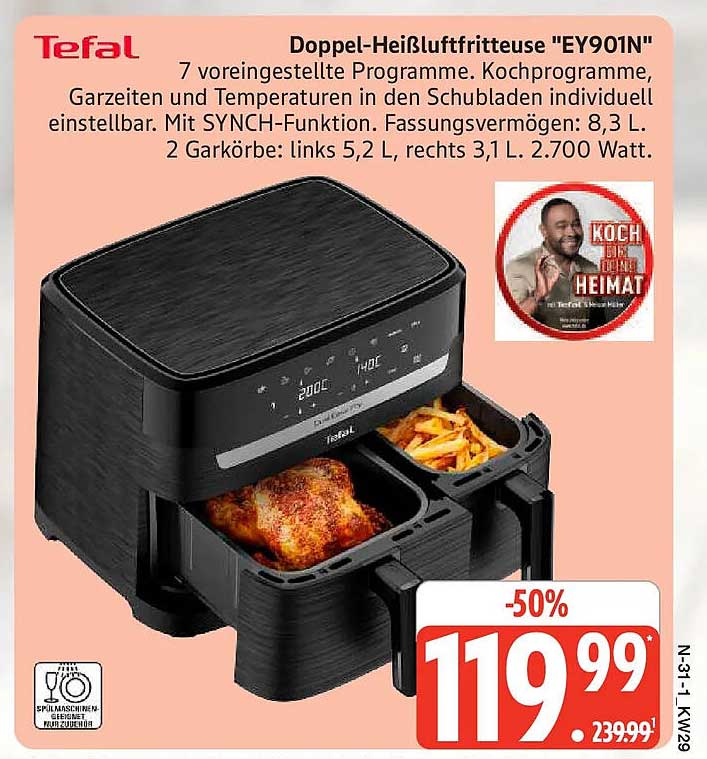 Doppel-Heißluftfritteuse "EY901N"
