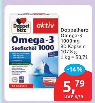 Doppelherz Omega-3 1000mg 80 Kapseln 107,8 g 1 kg = 53,71