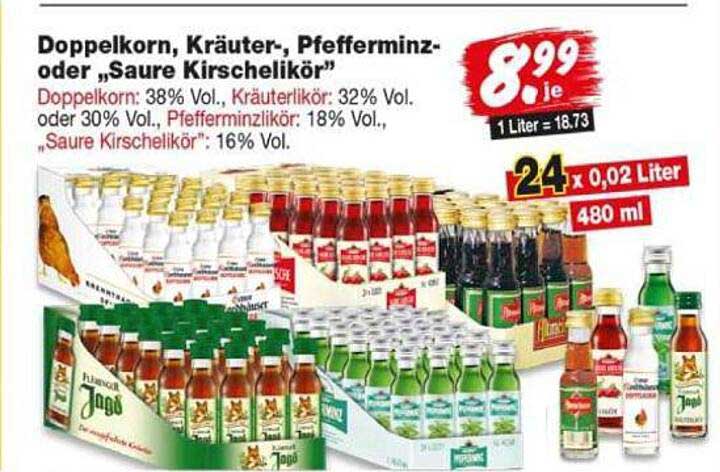 Doppelkorn, Kräuter-, Pfefferminz- oder „Saure Kirschlikör“