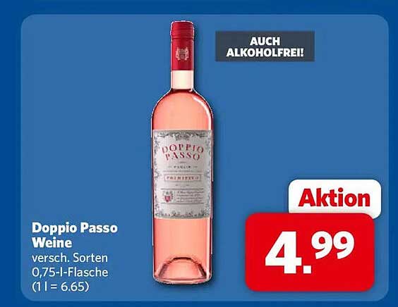Doppio Passo Weine versch. Sorten 0,75-l-Flasche (1 l = 6.65)