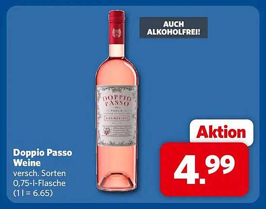 Doppio Passo Weine versch. Sorten 0,75-l-Flasche (1 l = 6.65)