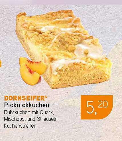 DORNSEIFER'S Picknickkuchen Rührkuchen mit Quark, Mischobst und Streuseln Kuchenstreifen