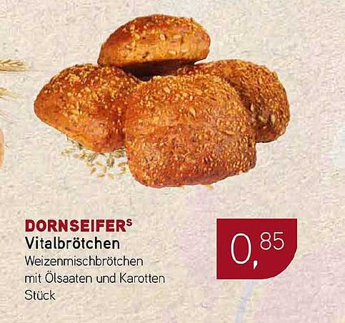 DORNSEIFER’S Vitalbrötchen Weizenmischbrötchen mit Ölsaaten und Karotten Stück