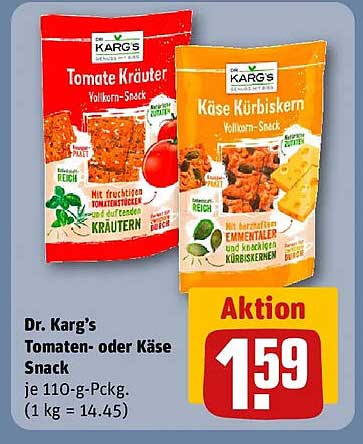 Dr. Karg's Tomaten- oder Käse Snack