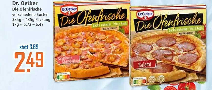Dr. Oetker Die Ofenfrische verschiedene Sorten