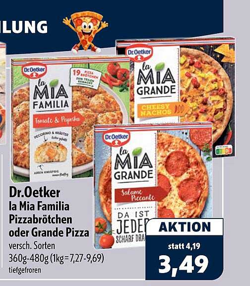 Dr. Oetker la Mia Familia Pizzabrötchen oder Grande Pizza versch. Sorten 360g-480g (1kg=7,27-9,69) tiefgefroren