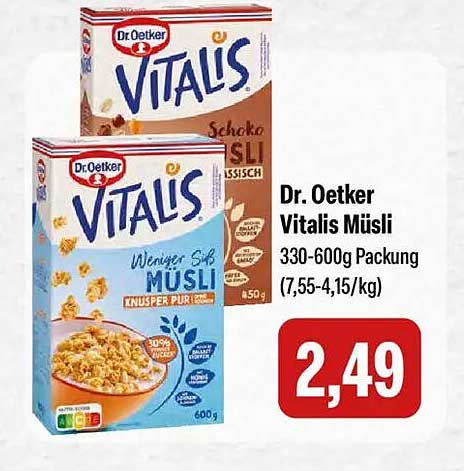 Dr. Oetker Vitalis Müsli 330-600g Packung