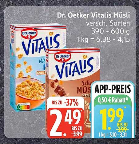 Dr. Oetker Vitalis Müsli versch. Sorten