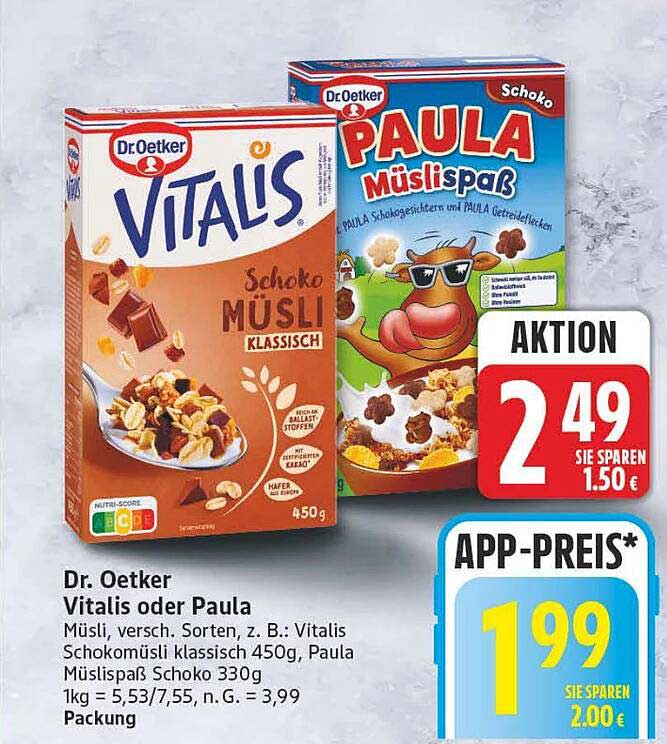 Dr. Oetker Vitalis oder Paula
