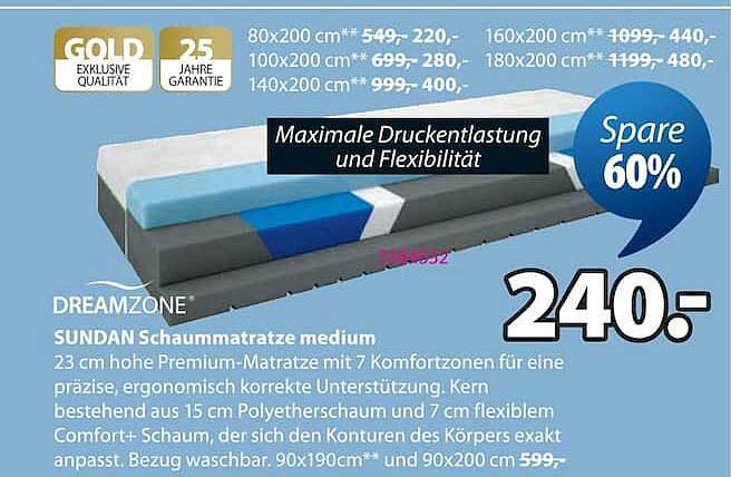 DREAMZONE SUNDAN Schaummatratze medium