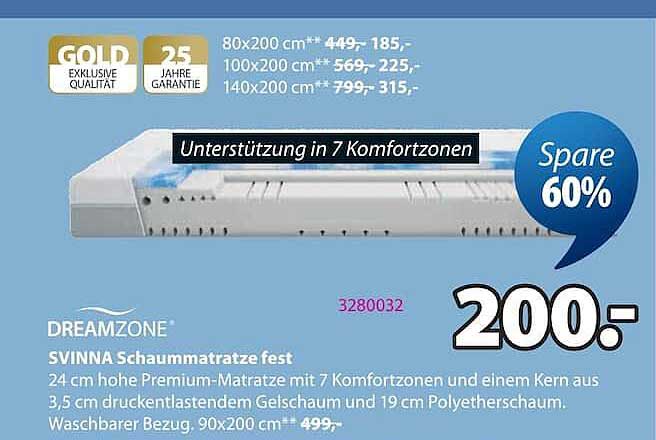 DREAMZONE SVINNA Schaummatratze fest