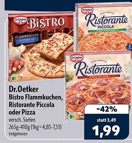 Dr.Oetker Bistro Flammkuchen, Ristorante Piccola oder Pizza