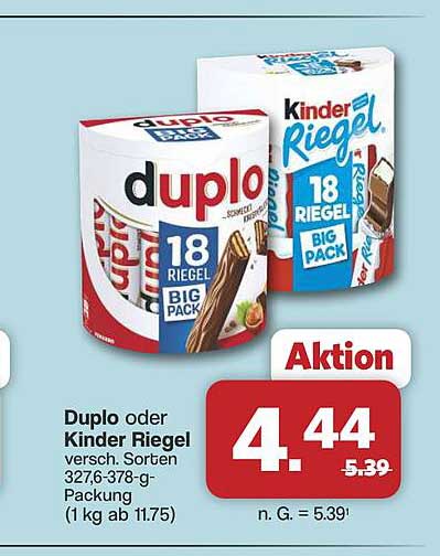 Duplo oder Kinder Riegel