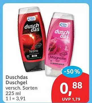 Duschdas Duschgel versch. Sorten 225 ml 1 l = 3,91