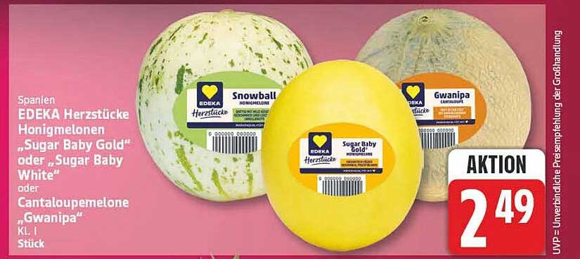 EDEKA Herzstücke Honigmelonen „Sugar Baby Gold“ oder „Sugar Baby White“ oder Cantaloupemelone „Gwanipa“