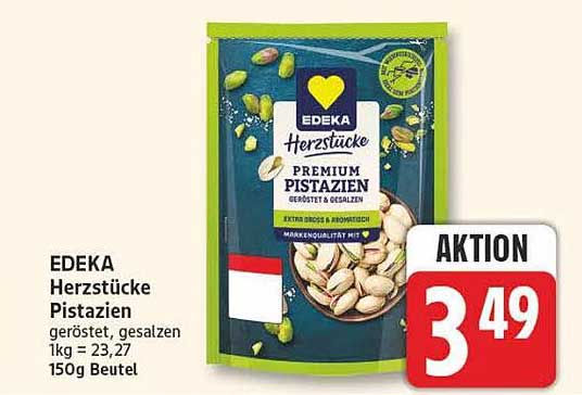 EDEKA Herzstücke Pistazien geröstet, gesalzen 150g Beutel