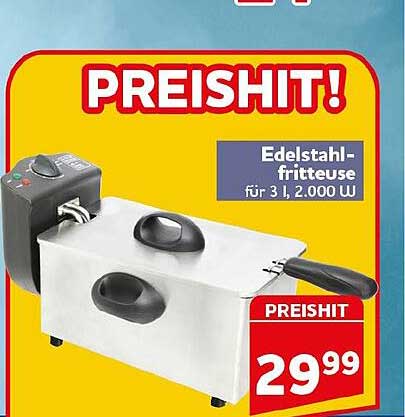 Edelstahl-fritteuse für 3 l, 2.000 W
