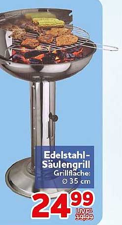 Edelstahl-Säulengrill Grillfläche: Ø 35 cm