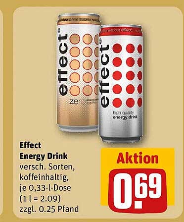 Effect Energy Drink versch. Sorten, koffeinhaltig, je 0,33-L-Dose (1 l = 2.09) zzgl. 0.25 Pfand