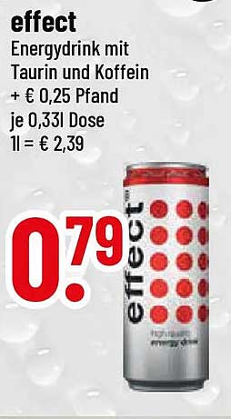 effect Energydrink mit Taurin und Koffein + € 0,25 Pfand je 0,33l Dose 1l = € 2,39