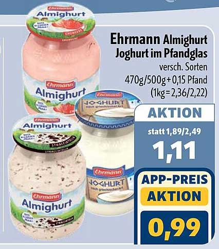 Ehrmann Almighurt Joghurt im Pfandglas