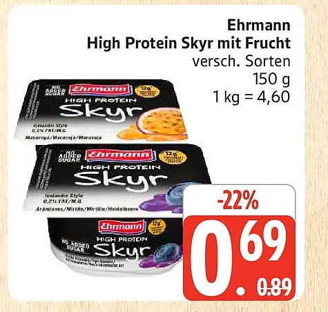 Ehrmann High Protein Skyr mit Frucht versch. Sorten 150 g