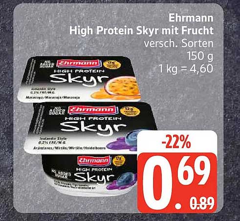 Ehrmann High Protein Skyr mit Frucht versch. Sorten 150 g