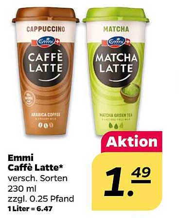 Emmi Caffè Latte* versch. Sorten 230 ml zzgl. 0.25 Pfand 1 Liter = 6.47