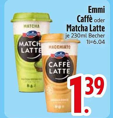 Emmi Caffè oder Matcha Latte je 230ml Becher