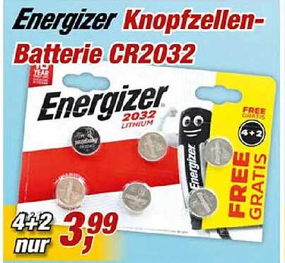 Energizer Knopfzellen-Batterie CR2032