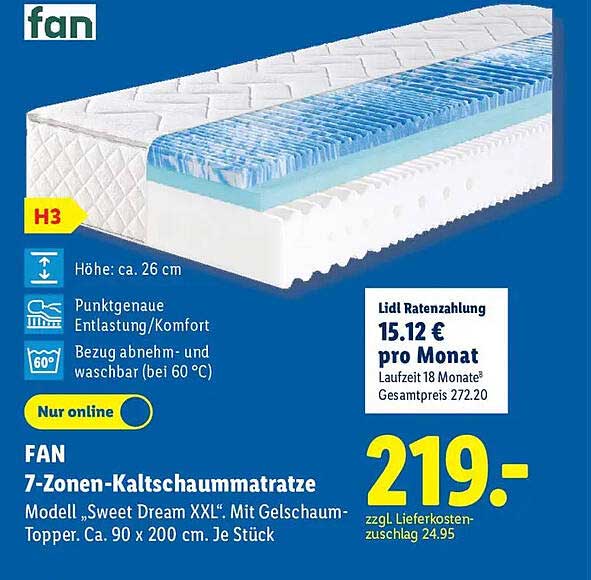 FAN 7-Zonen-Kaltschaummatratze