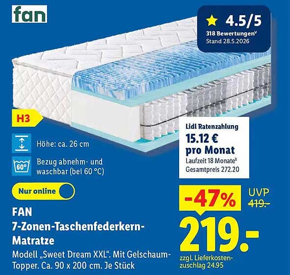 FAN 7-Zonen-Taschenfederkern-Matratze