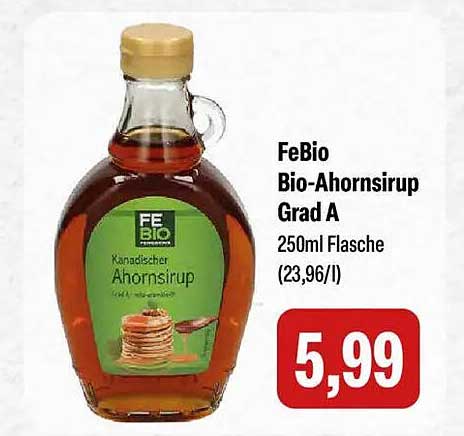 FeBio Bio-Ahornsirup Grad A 250ml Flasche (23,96/l)