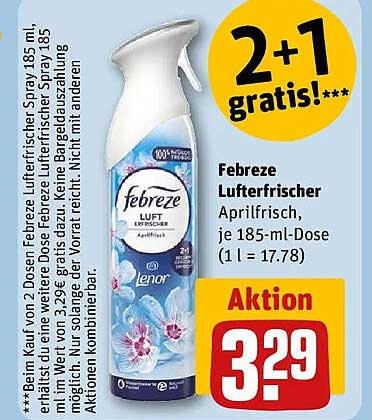 Febreze Lufterfrischer Aprilfrisch, je 185-ml-Dose (1 l = 17.78)