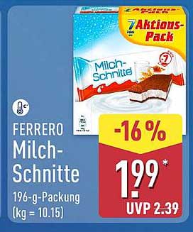 FERRERO Milch-Schnitte 196-g-Packung (kg = 10.15)