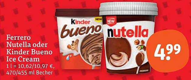 Ferrero Nutella oder Kinder Bueno Ice Cream
