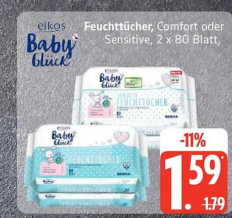 Feuchttücher, Comfort oder Sensitive, 2 x 80 Blatt