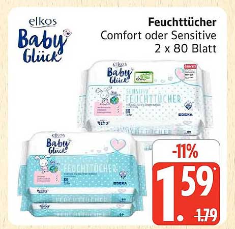 Feuchttücher Comfort oder Sensitive 2 x 80 Blatt