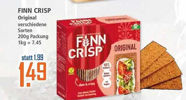 FINN CRISP Original verschiedene Sorten 200g Packung 1kg = 7.45