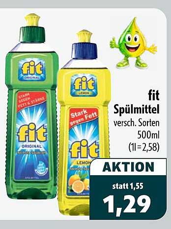 fit Spülmittel versch. Sorten 500ml (1l=2,58)
