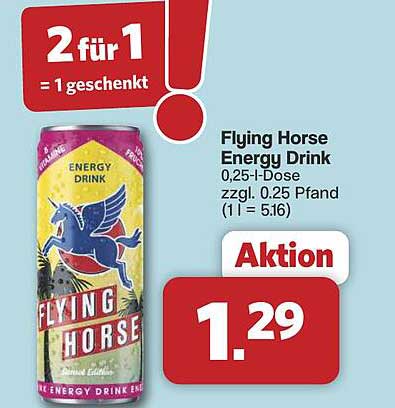 Flying Horse Energy Drink 0,25-l-Dose zzgl. 0.25 Pfand (1 l = 5.16)