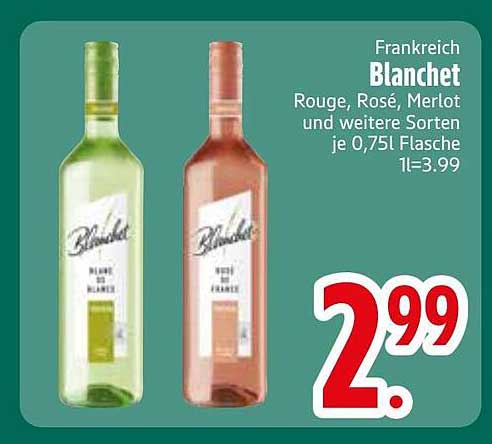 Frankreich Blanchet Rouge, Rosé, Merlot und weitere Sorten je 0,75l Flasche