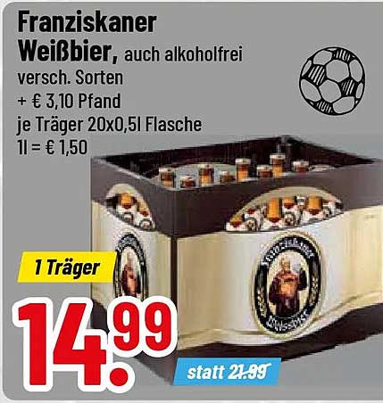 Franziskaner Weißbier, auch alkoholfrei versh. Sorten